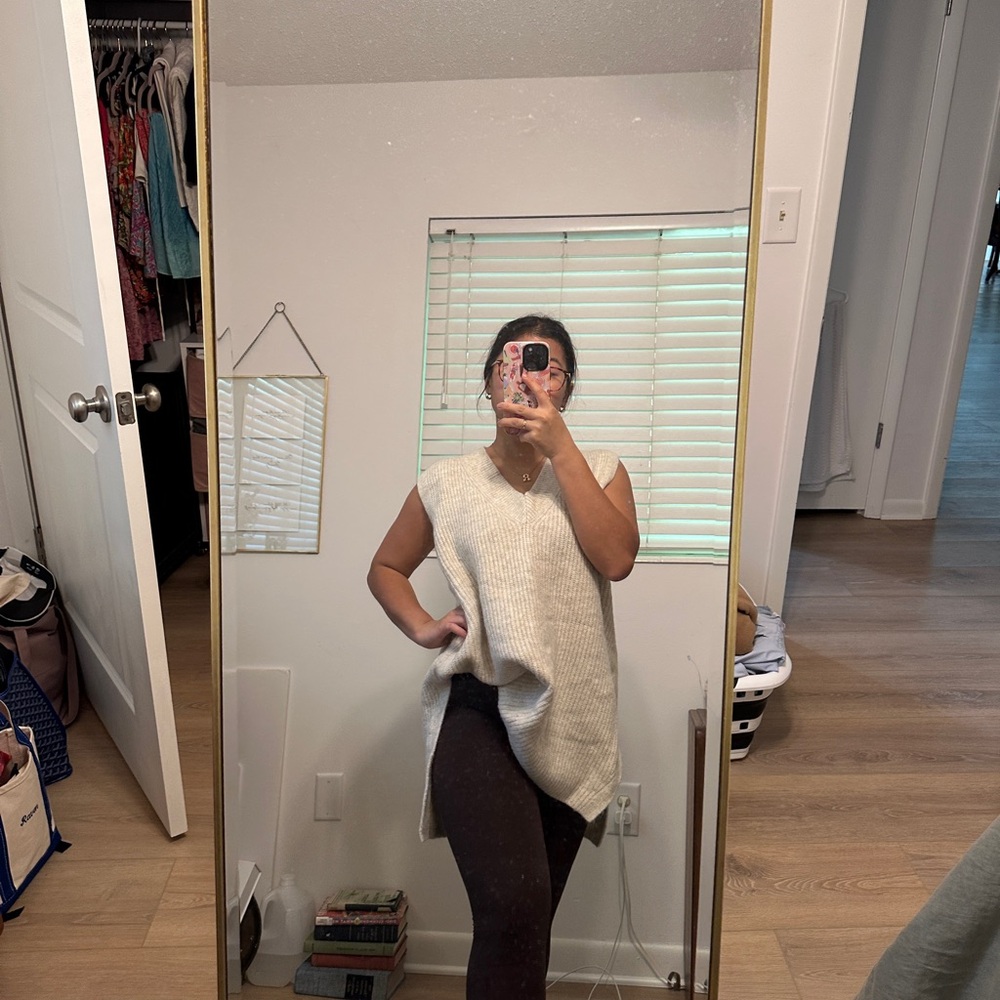 Cream Knit Oversized Vest